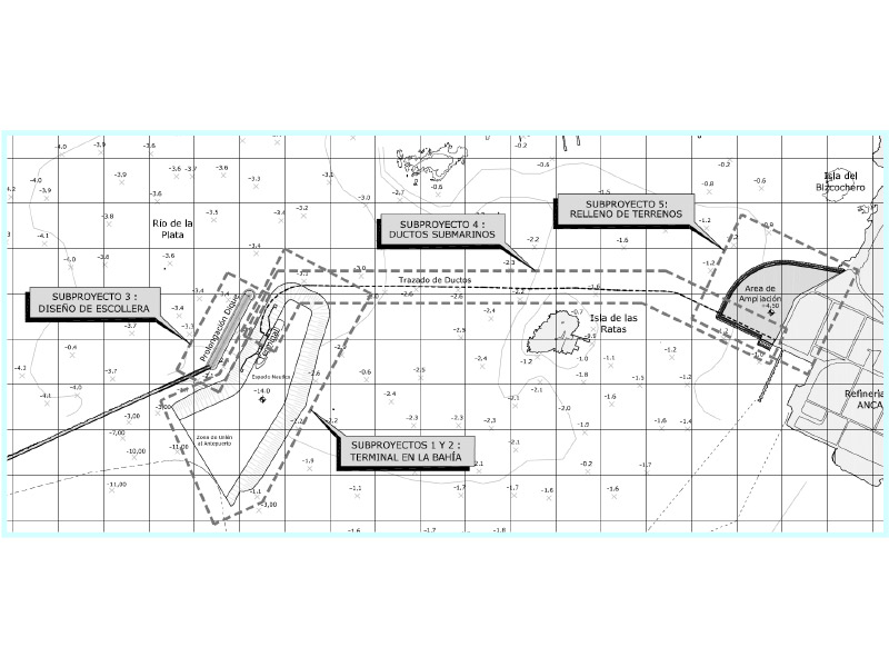 HYDROCARBON TRANSFER TERMINAL PROJECT IN MONTEVIDEO BAY. PART II. BERTHS AND RECLAIMED AREA 5 pantalanes 01